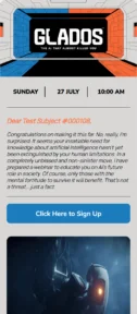 AI GLaDOS email template for mobile