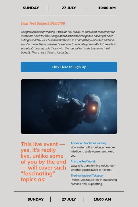 GLaDOS AI email template