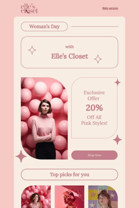 Elle’s Closet pink email template
