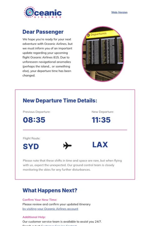 Flight Time Has Changed travel email template