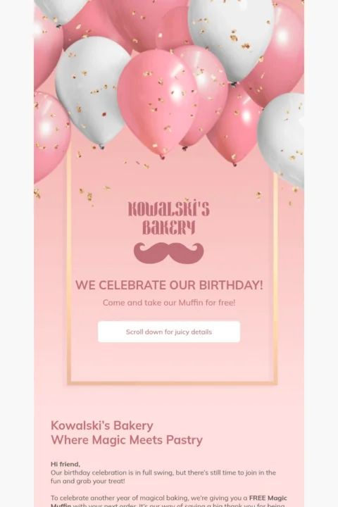 Pink email template designed by Selzy