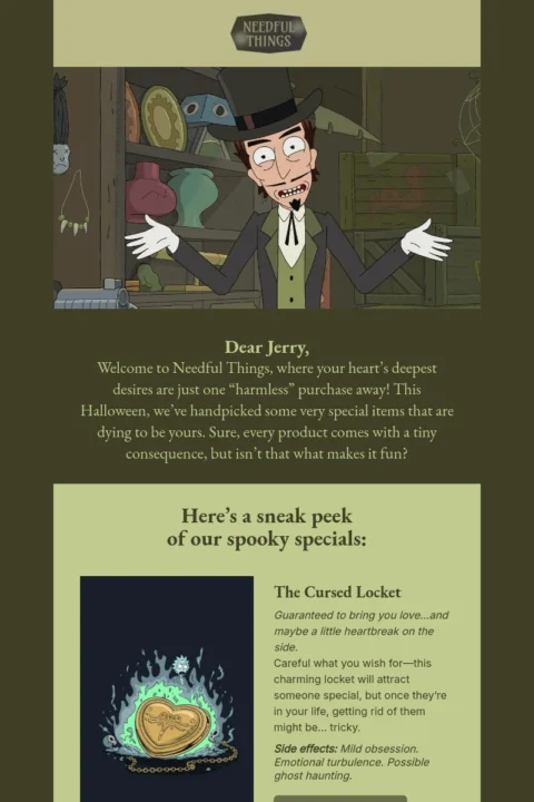 Needful Things Halloween email template