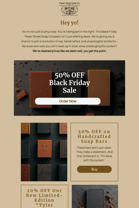 Paper Street Soap Company Black Friday email template
