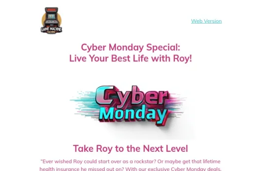 Roy: A Life Well email template for desktop