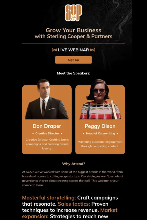 Webinar email template