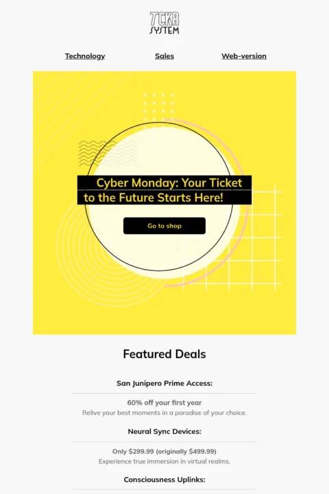 Black Friday and Cyber Monday email template