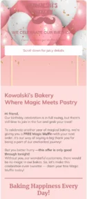Kowalski’s Magical Bakes email template for mobile