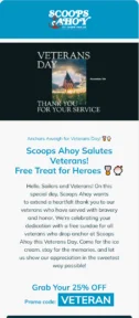 Scoops Ahoy email template for mobile