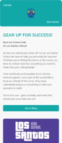 LS School Sales email template for mobile