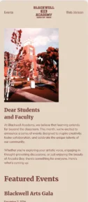 Blackwell Academy email template for mobile