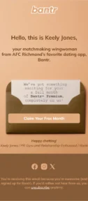Bantr+ Premium email template for mobile
