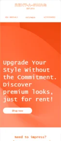 Rent-a-Swag email template for mobile