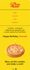 Pizza Planet email template for mobile