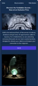 Nevermore Academy email template for mobile