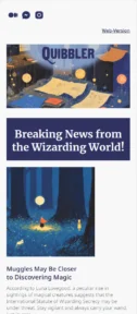 The Quibbler email template for mobile