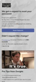 Password Reset email template for mobile