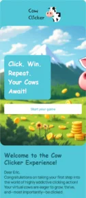 Cow Clicker email template for mobile