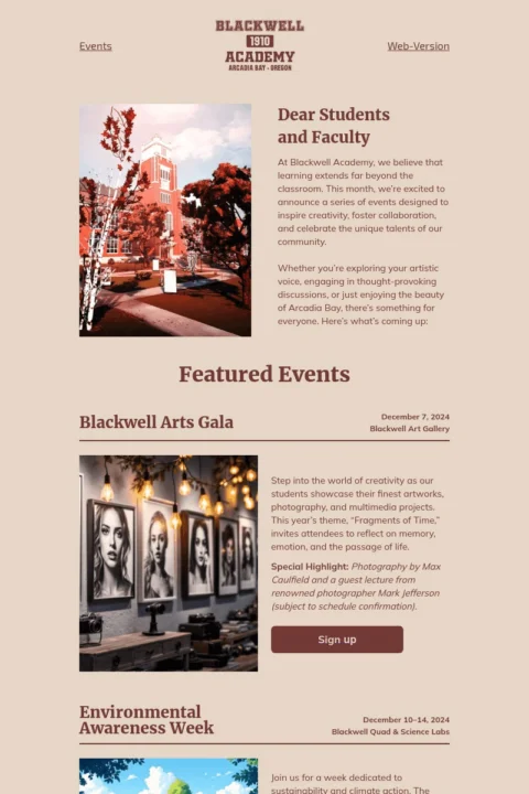 College email template Blackwell Academy