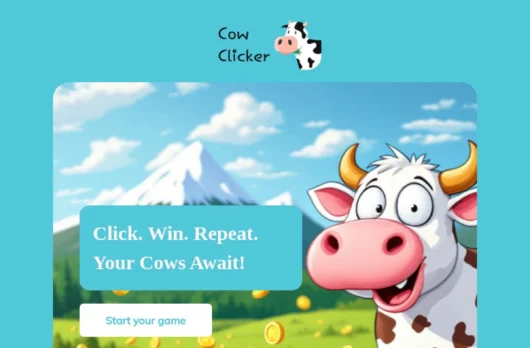 Cow Clicker email template for desktop