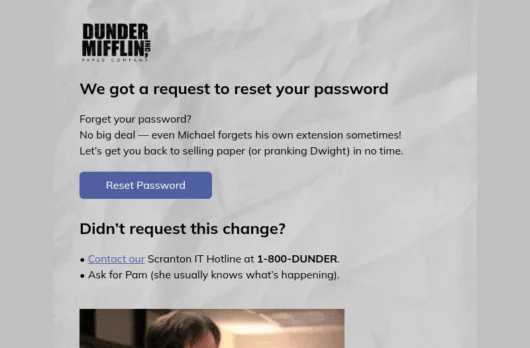 Password Reset email template for desktop