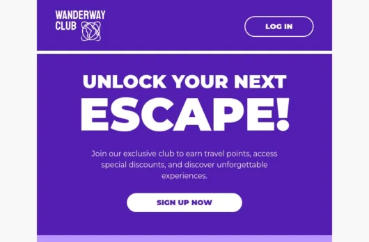 Wanderway email template for desktop