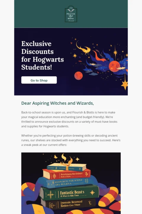 Selzy's back-to-school email template