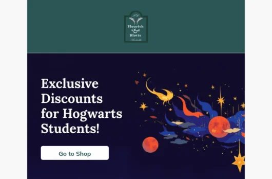 Flourish & Blotts email template for desktop