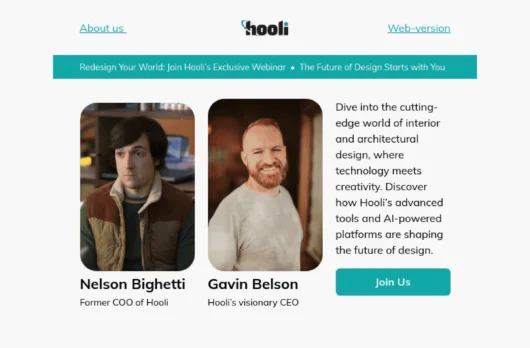 Hooli email template for desktop
