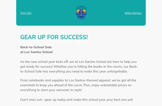 LS School Sales email template for desktop