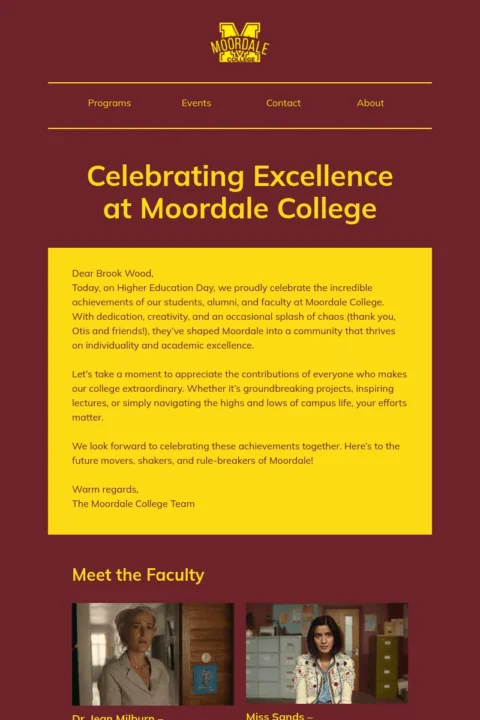Moordale college email template