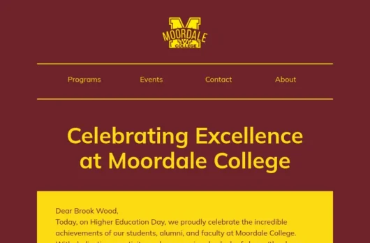 Moordale College email template for desktop