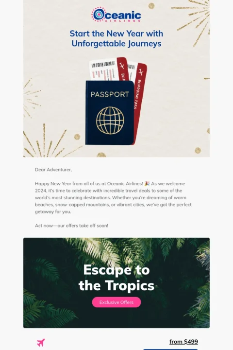 Oceanic New Year's email template