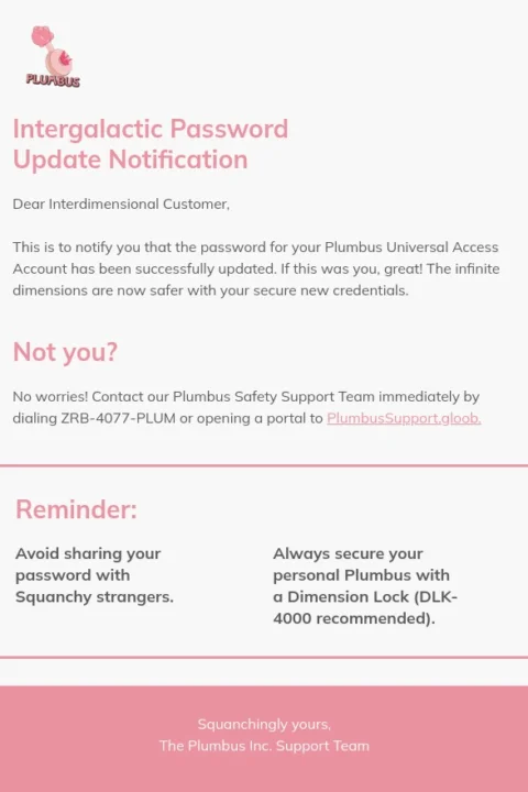 Password reset email template