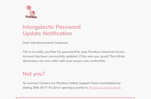 Plumbus Universal Access email template for desktop