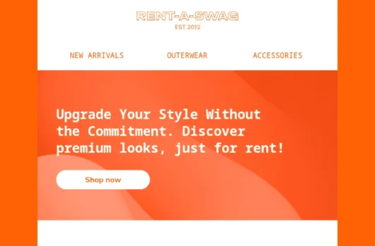 Rent-a-Swag email template for desktop