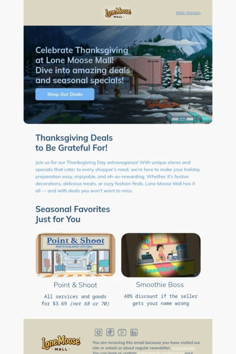 Thanksgiving email template