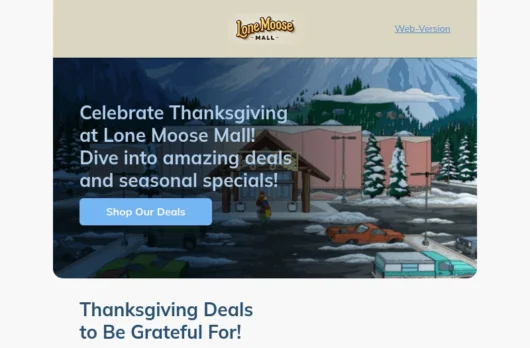 Lone Moose Mall email template for desktop