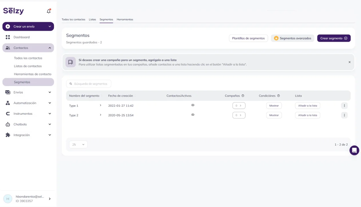 Segmentación de emails es fácil con Selzy