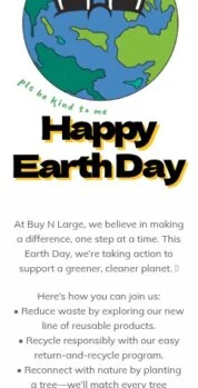 Earth Day email template for mobile