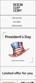 Presidents Day email template for mobile