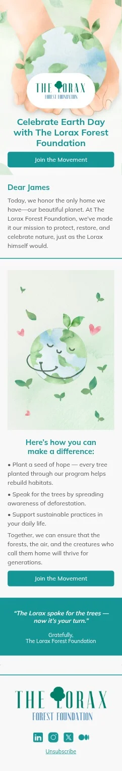 Lorax email template for mobile
