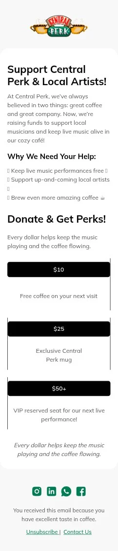 Fundraiser email template for mobile