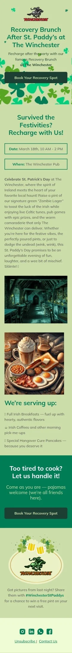 St. Patrick’s Day email template for mobile