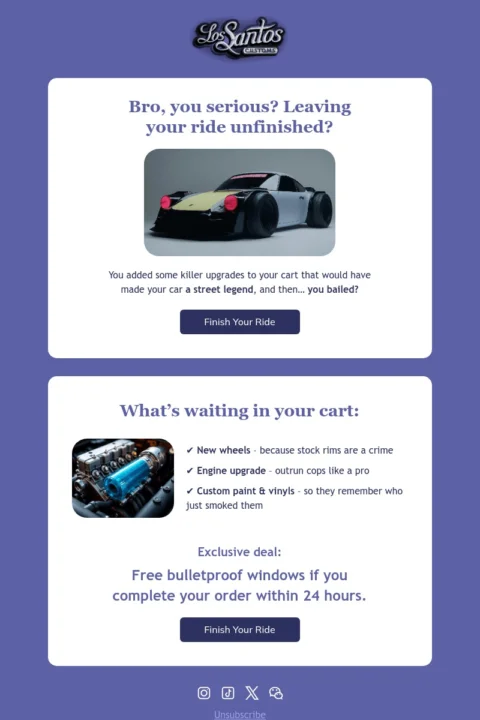 Abandoned cart email template by Selzy