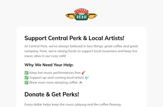 Fundraiser email template for desktop