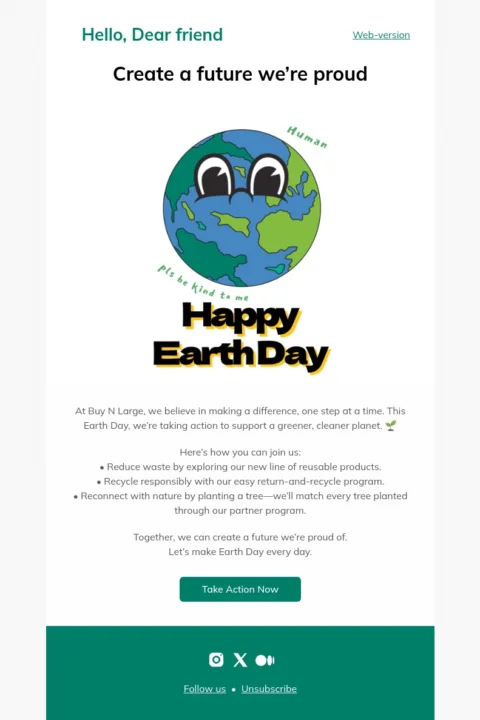 Earth Day email template
