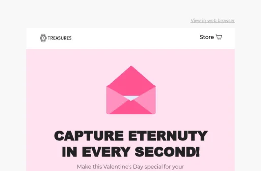 Treasures email template for desktop