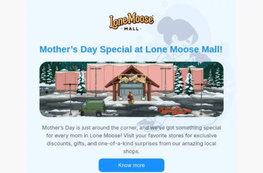 Moose Mall email template for desktop