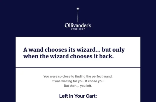 Ollivander’s email template for desktop