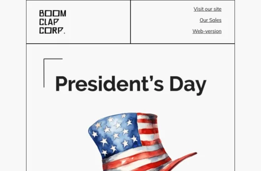 Presidents Day email template for desktop